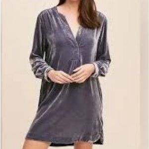 Anthropologie Gray Velvet Mini Dress